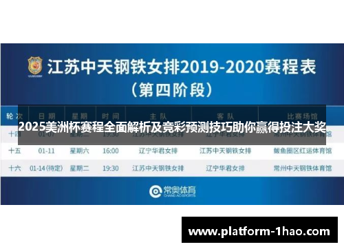 2025美洲杯赛程全面解析及竞彩预测技巧助你赢得投注大奖