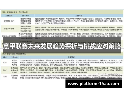 意甲联赛未来发展趋势探析与挑战应对策略
